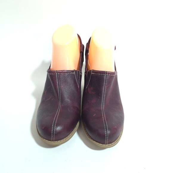 Timberland Earthkeepers Burgundy Red Leather Stacked Heel Mules Women’s Size 8 - Picture 6 of 11